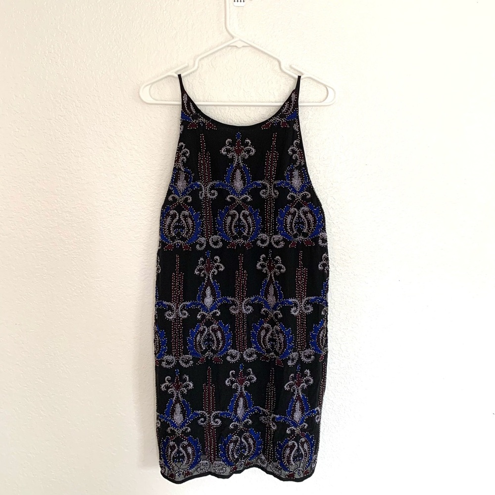 Black Slip Beaded Dress NWT